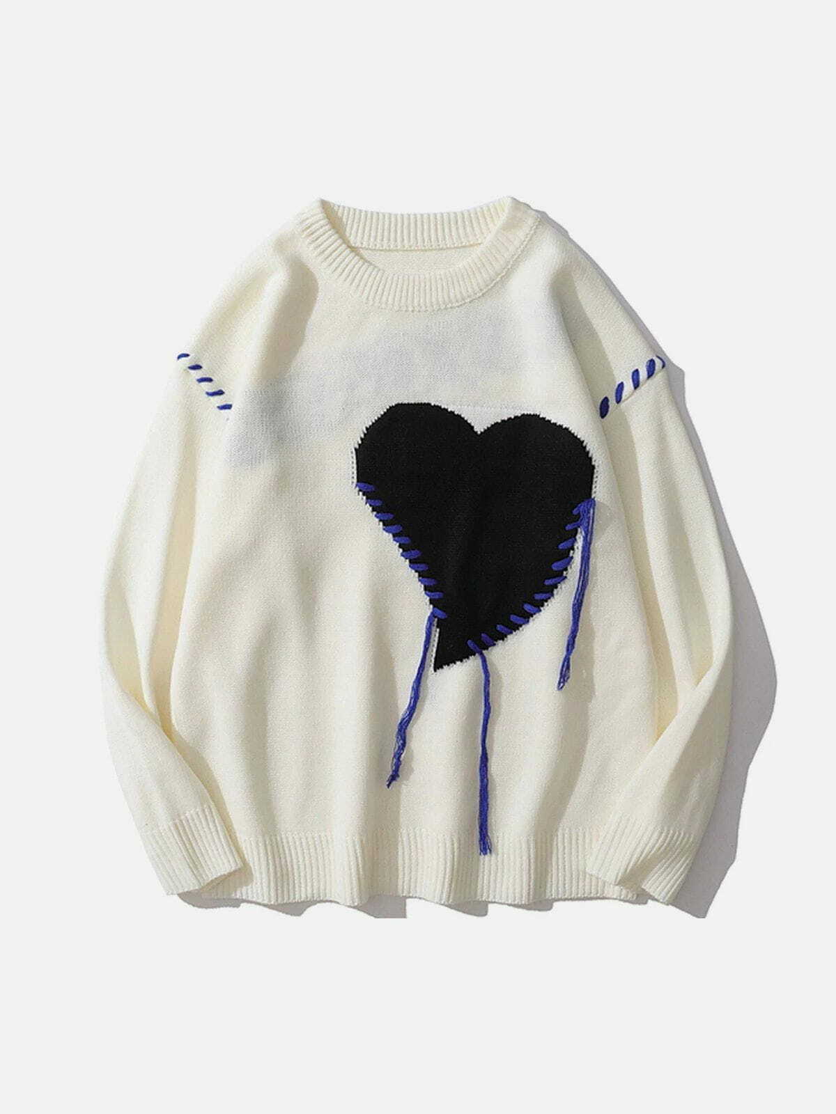 Y2K Love Embroidered Sweater - Retro 90s Grunge Outfit for Summer Parties & Clubbing