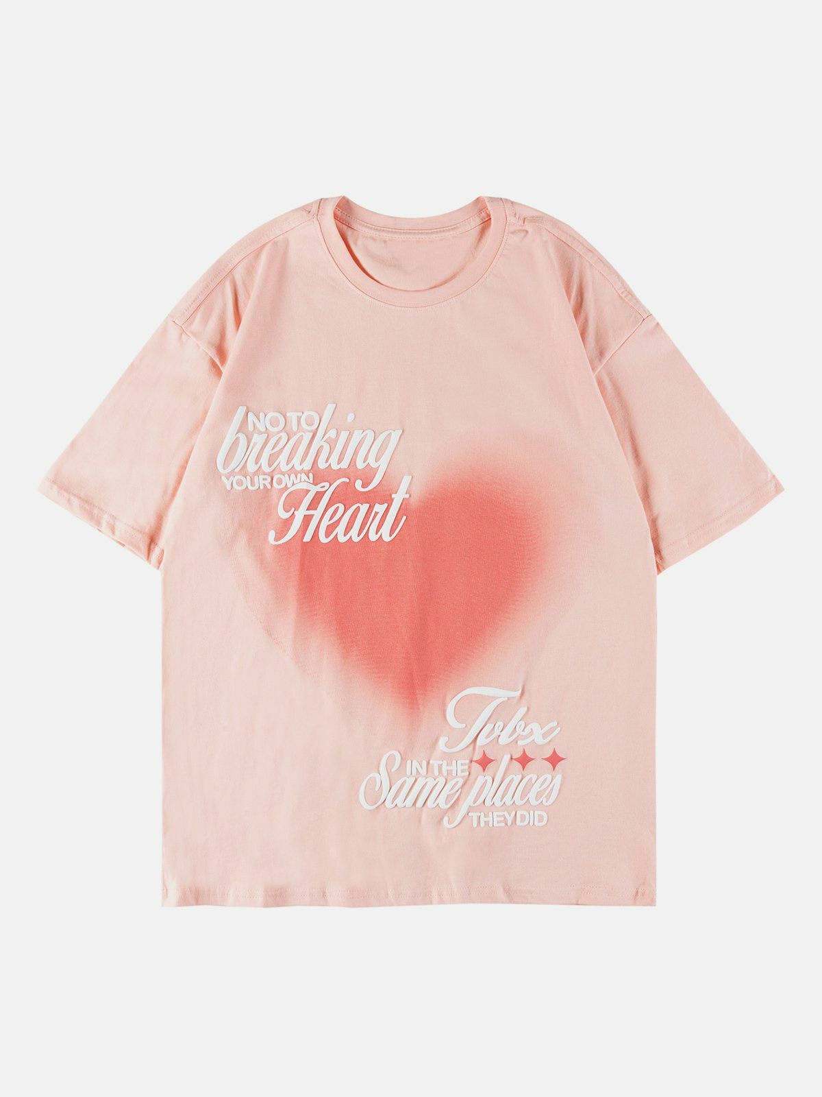 Y2K Love Heart Gradient Print Tee - Retro 90s Grunge Summer Outfit for Women