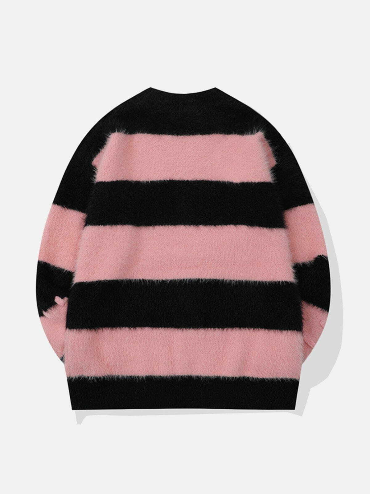 Y2K Mohair Stripe Sweater - Retro 90s Grunge Top for Summer Y2K Outfits & Party Looks