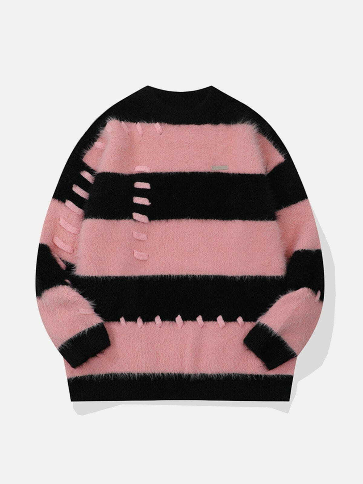 Y2K Mohair Stripe Sweater - Retro 90s Grunge Top for Summer Y2K Outfits & Party Looks