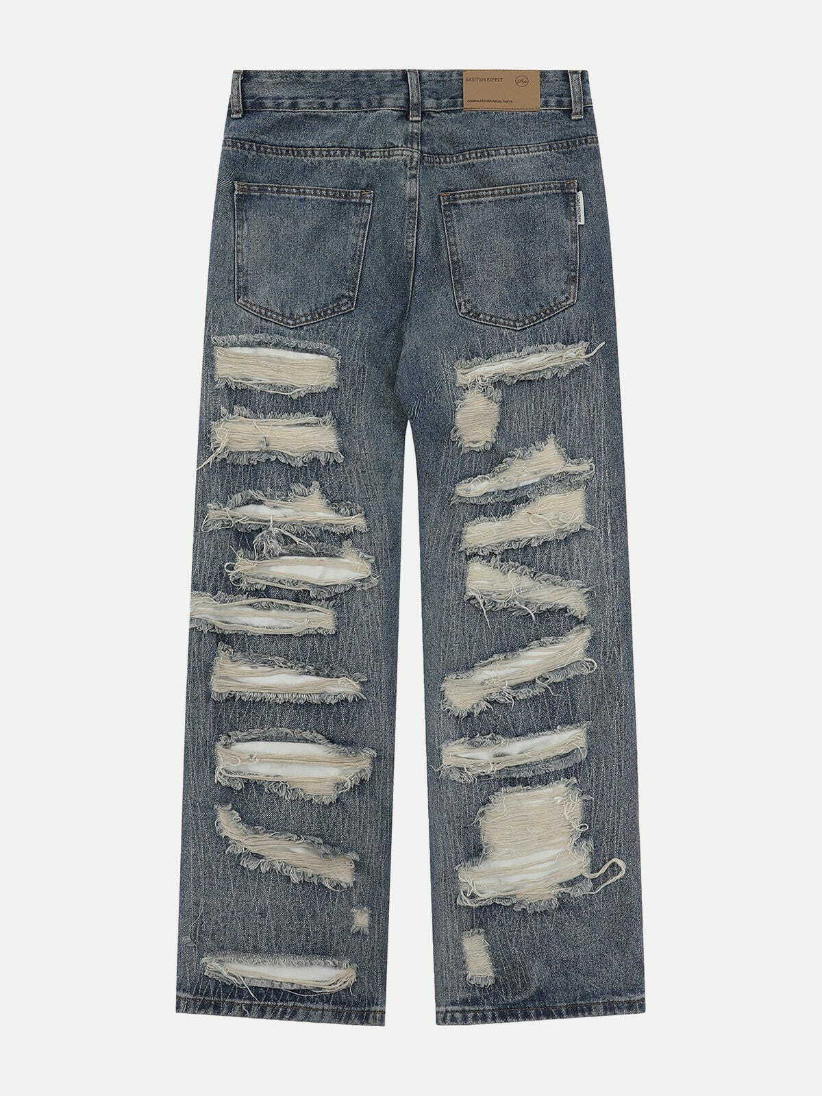 Y2K Multi Hole Jeans: Grunge 90s Fashion for Summer Parties & Retro Outfits