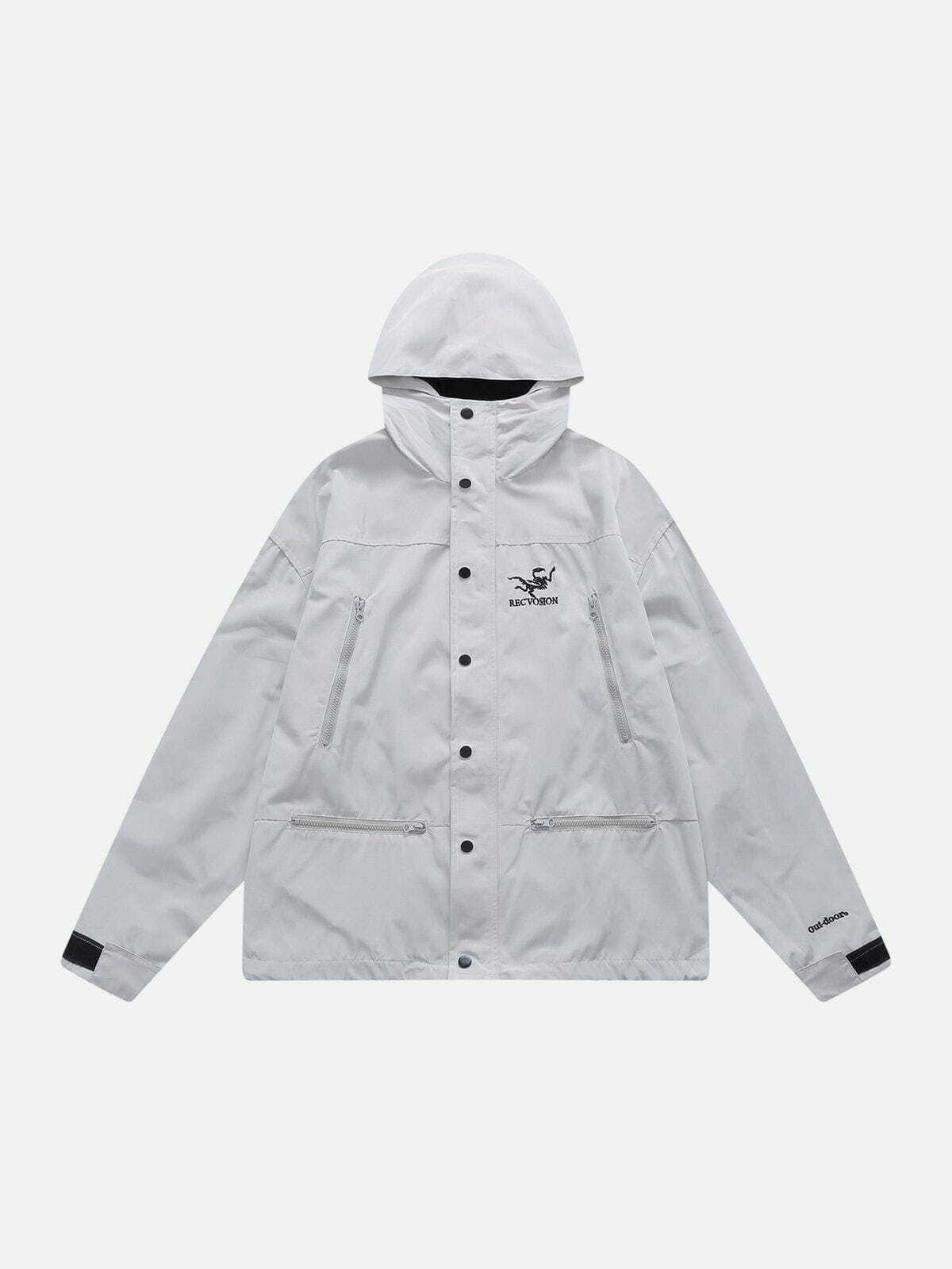 Y2K Multi-Pocket Anorak Jacket - Retro 90s Grunge Summer Outfit for Y2K Style Lovers