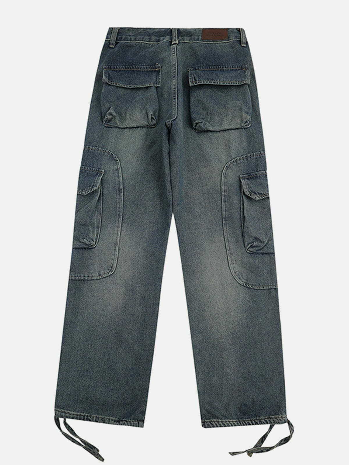 Y2K Multi-Pocket Cargo Jeans - Retro 90s Grunge Outfit for Summer Parties & Festivals