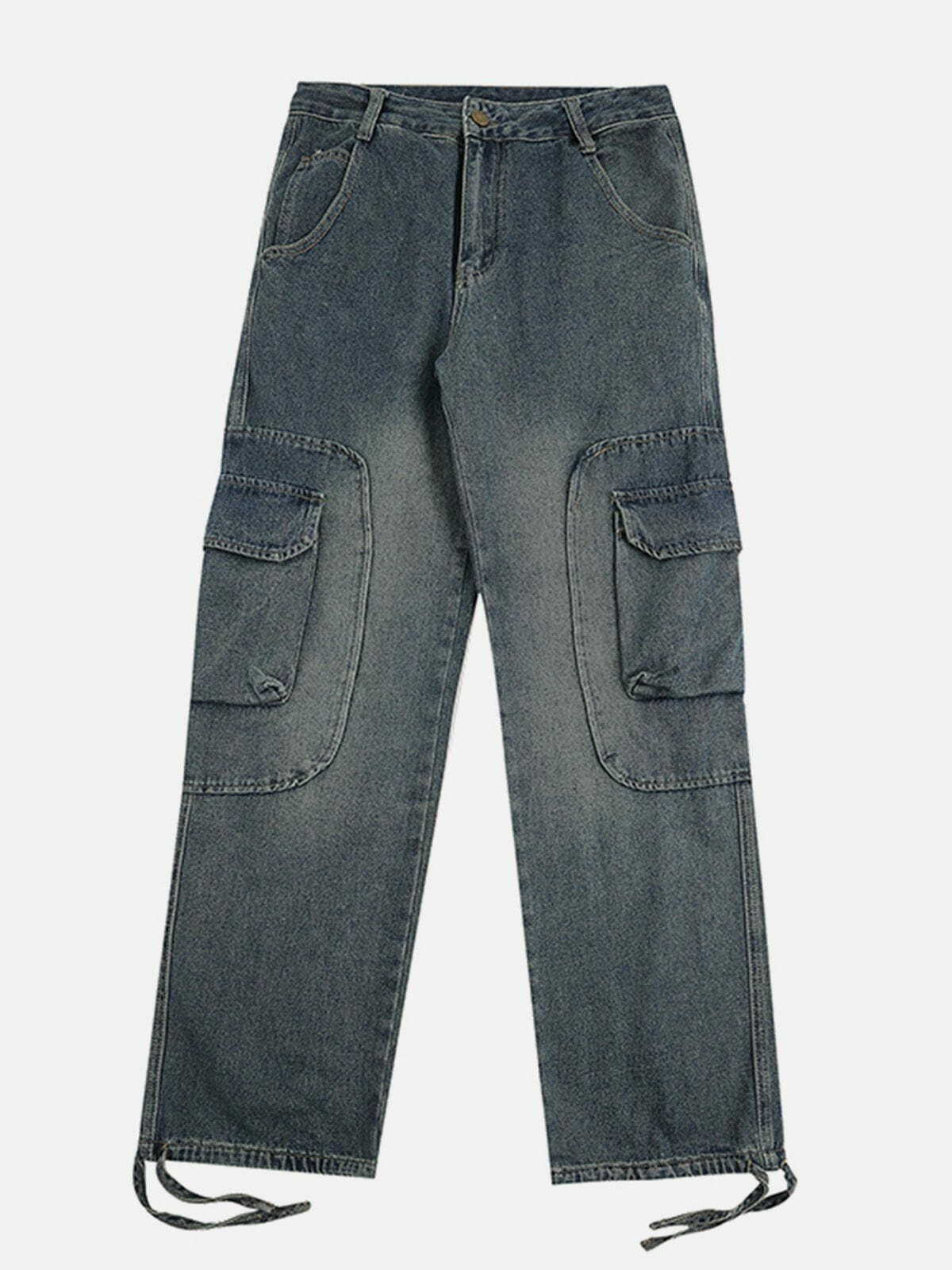 Y2K Multi-Pocket Cargo Jeans - Retro 90s Grunge Outfit for Summer Parties & Festivals