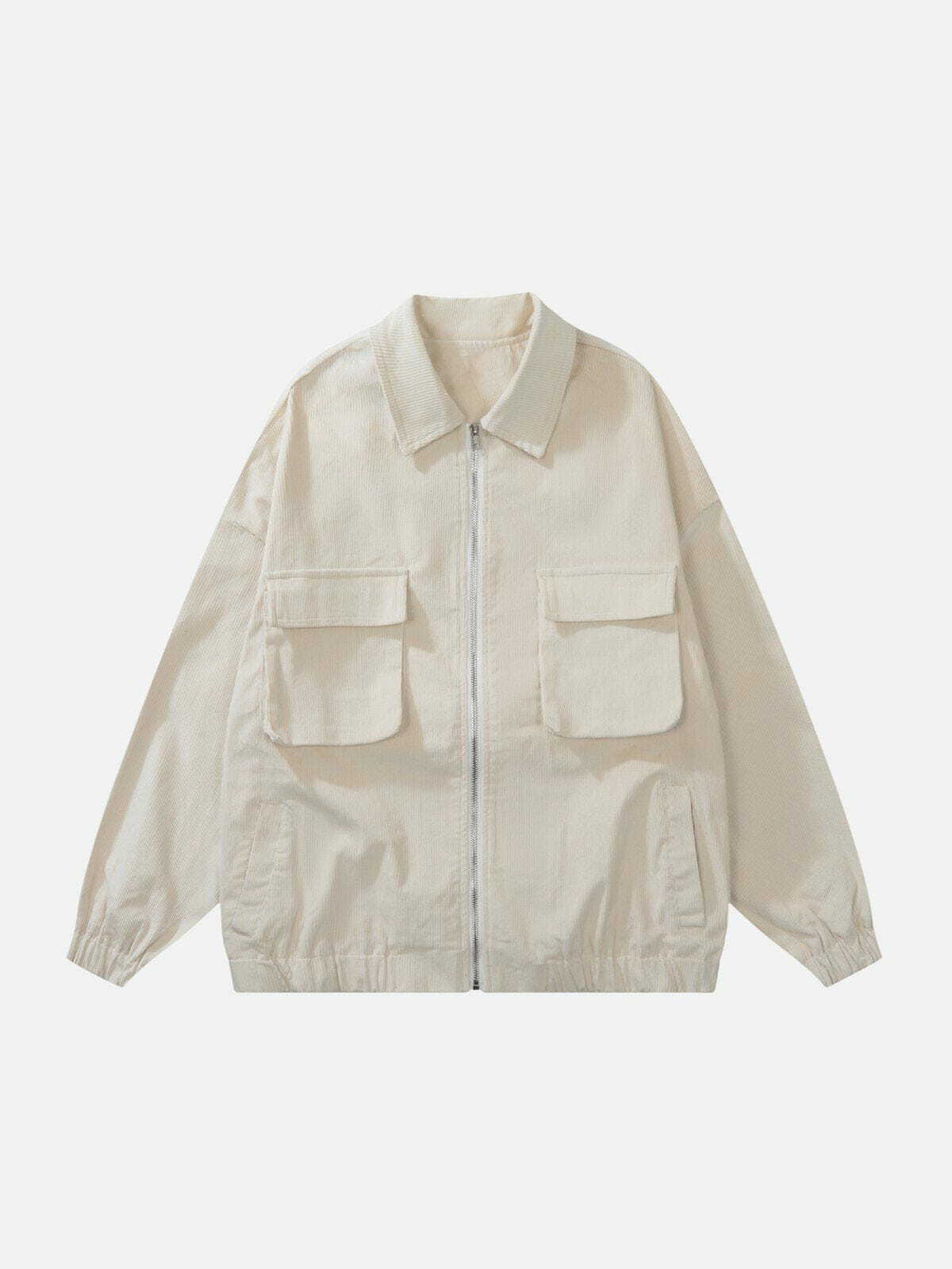 Y2K Multi-Pocket Corduroy Jacket - Retro 90s Grunge Style for Summer Outfits & Parties