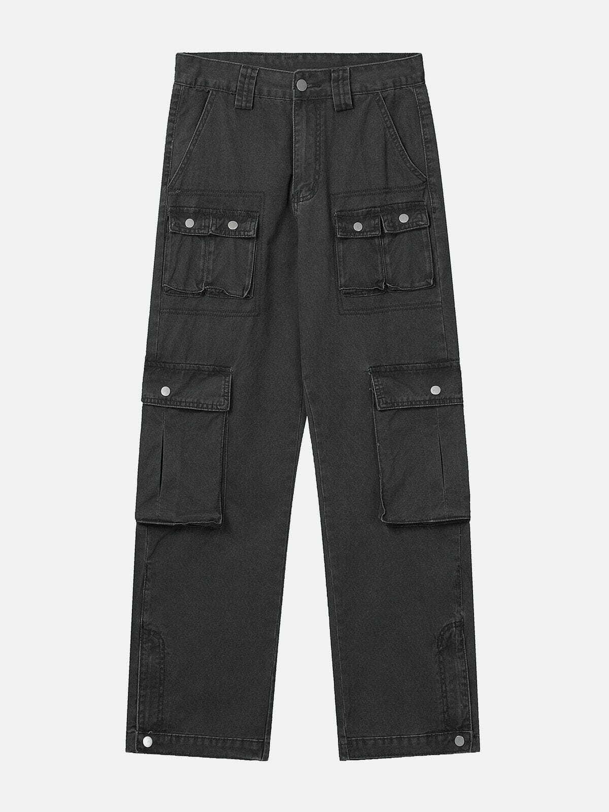 Y2K Multi Pocket Denim Cargo Pants - Retro 90s Grunge Outfit for Summer Parties & Festivals