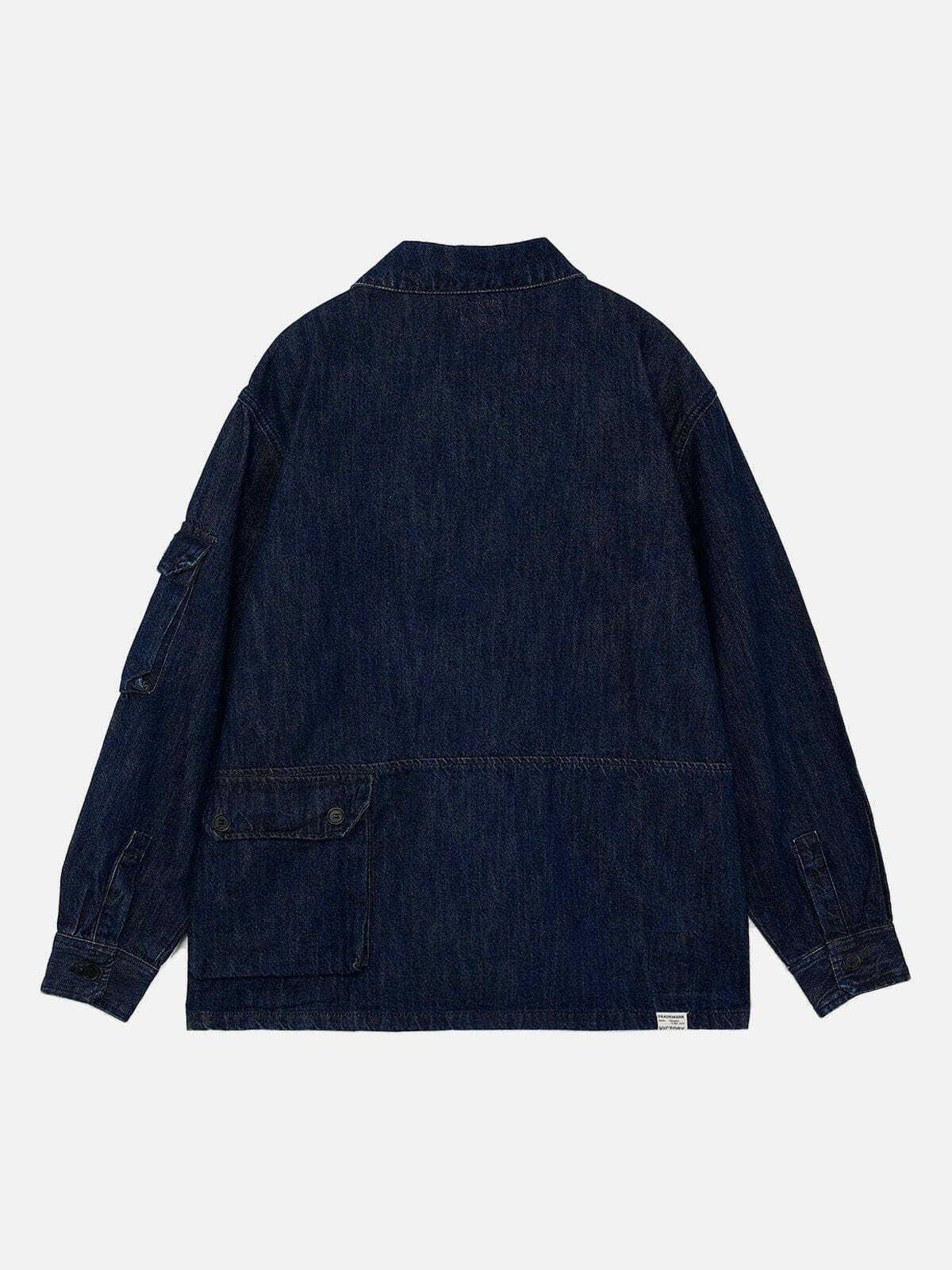 Y2K Multi Pocket Denim Jacket - Retro 90s Grunge Style for Summer Outfits & Parties