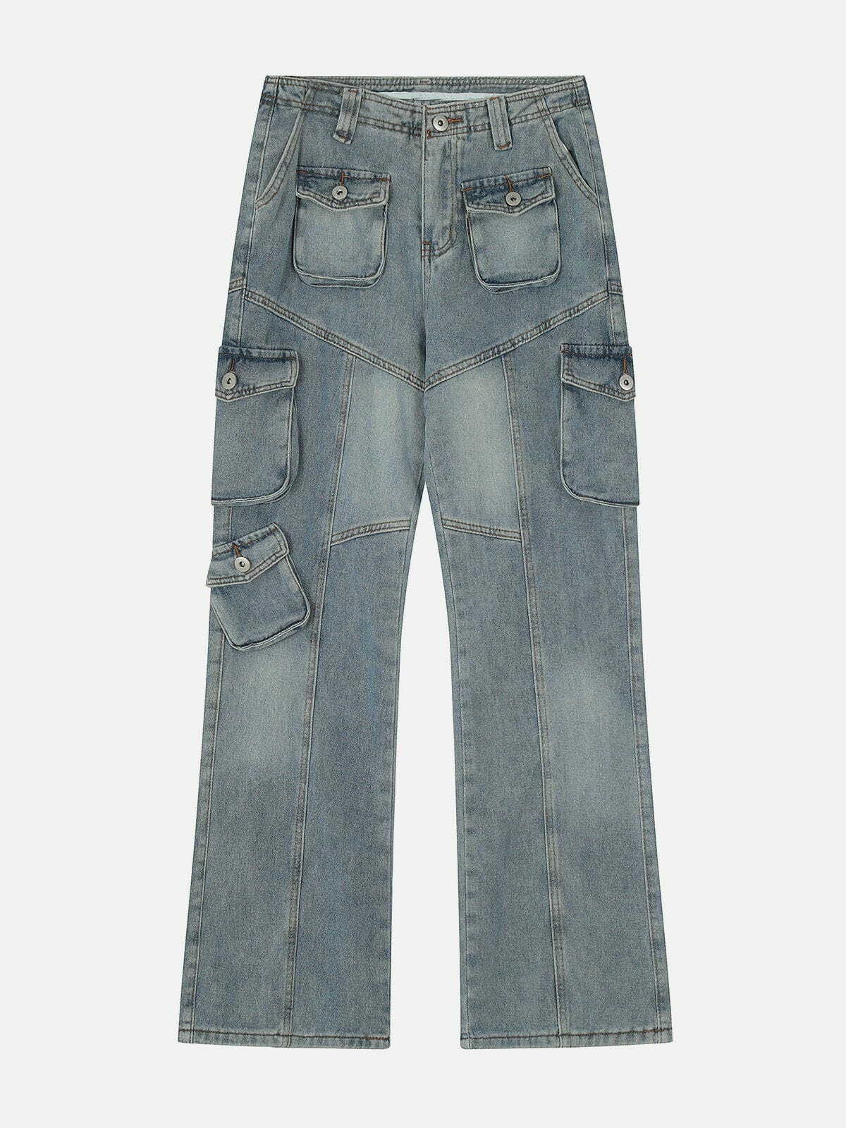 Y2K Multi-Pocket Doffing Jeans - Retro 90s Grunge Outfit for Summer Parties & Festivals