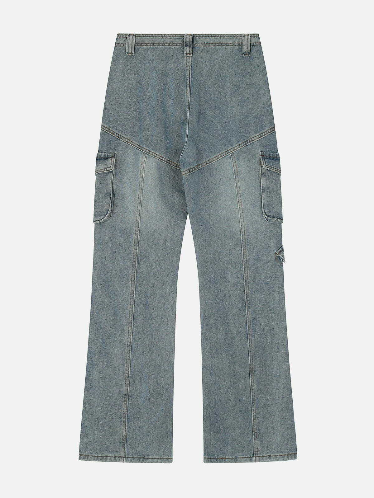 Y2K Multi-Pocket Doffing Jeans - Retro 90s Grunge Outfit for Summer Parties & Festivals