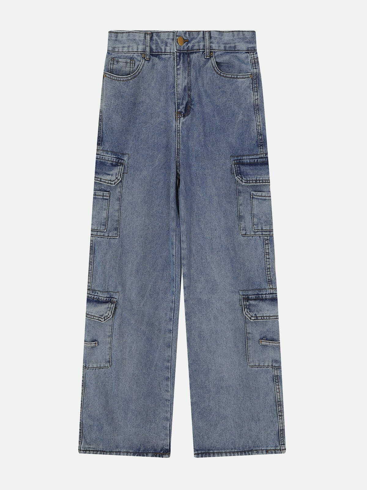 Y2K Multi-Pocket Jeans: Retro 90s Grunge Outfit for Summer Parties & Casual Looks