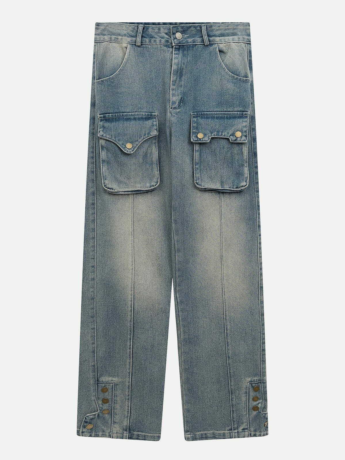 Y2K Multi-Pocket Jeans: Retro 90s Grunge Outfit for Summer Parties & Casual Looks