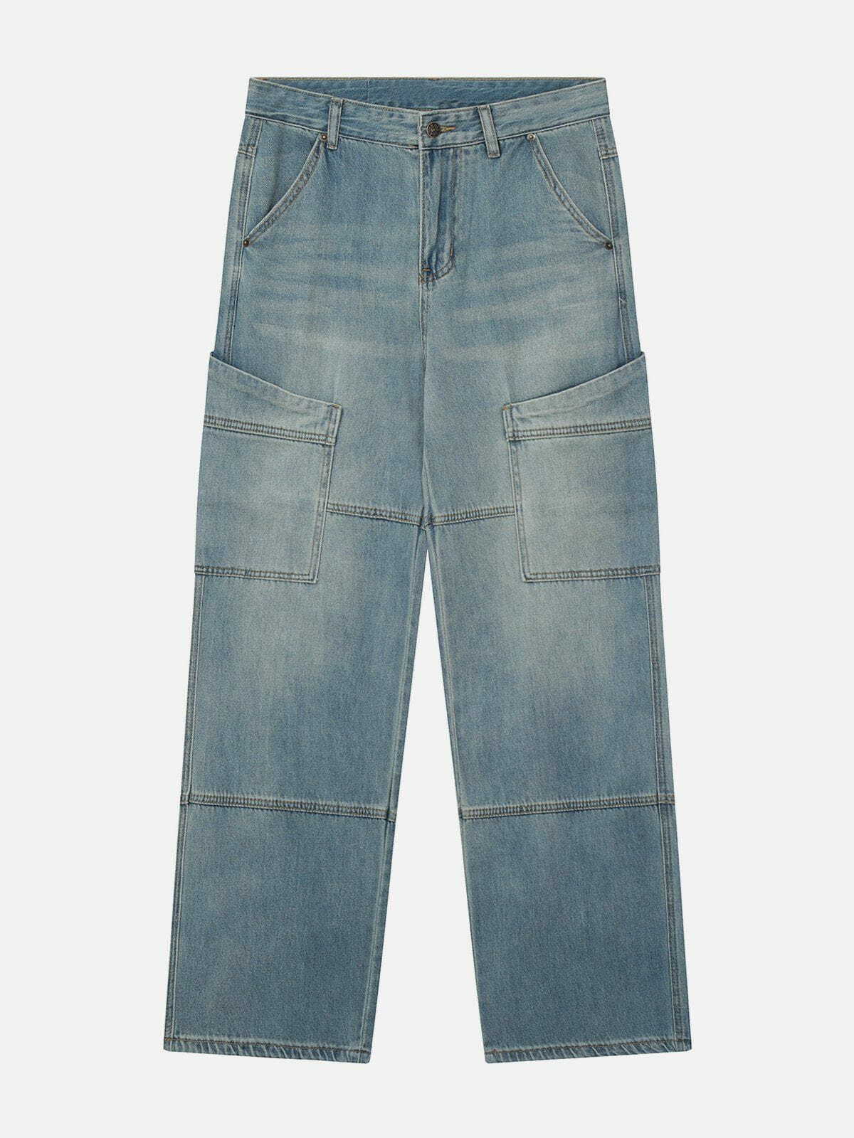 Y2K Multi-Pocket Jeans: Retro 90s Grunge Outfit for Summer Parties & Club Looks