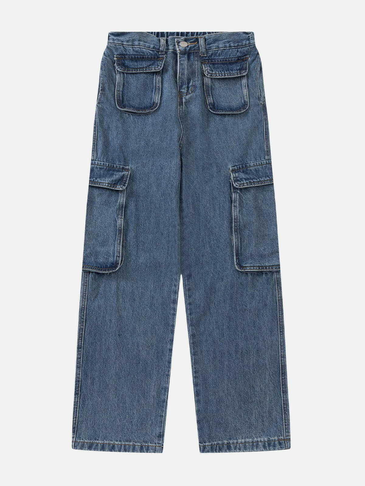 Y2K Multi-Pocket Jeans: Retro 90s Grunge Outfit for Summer Parties & Club Looks