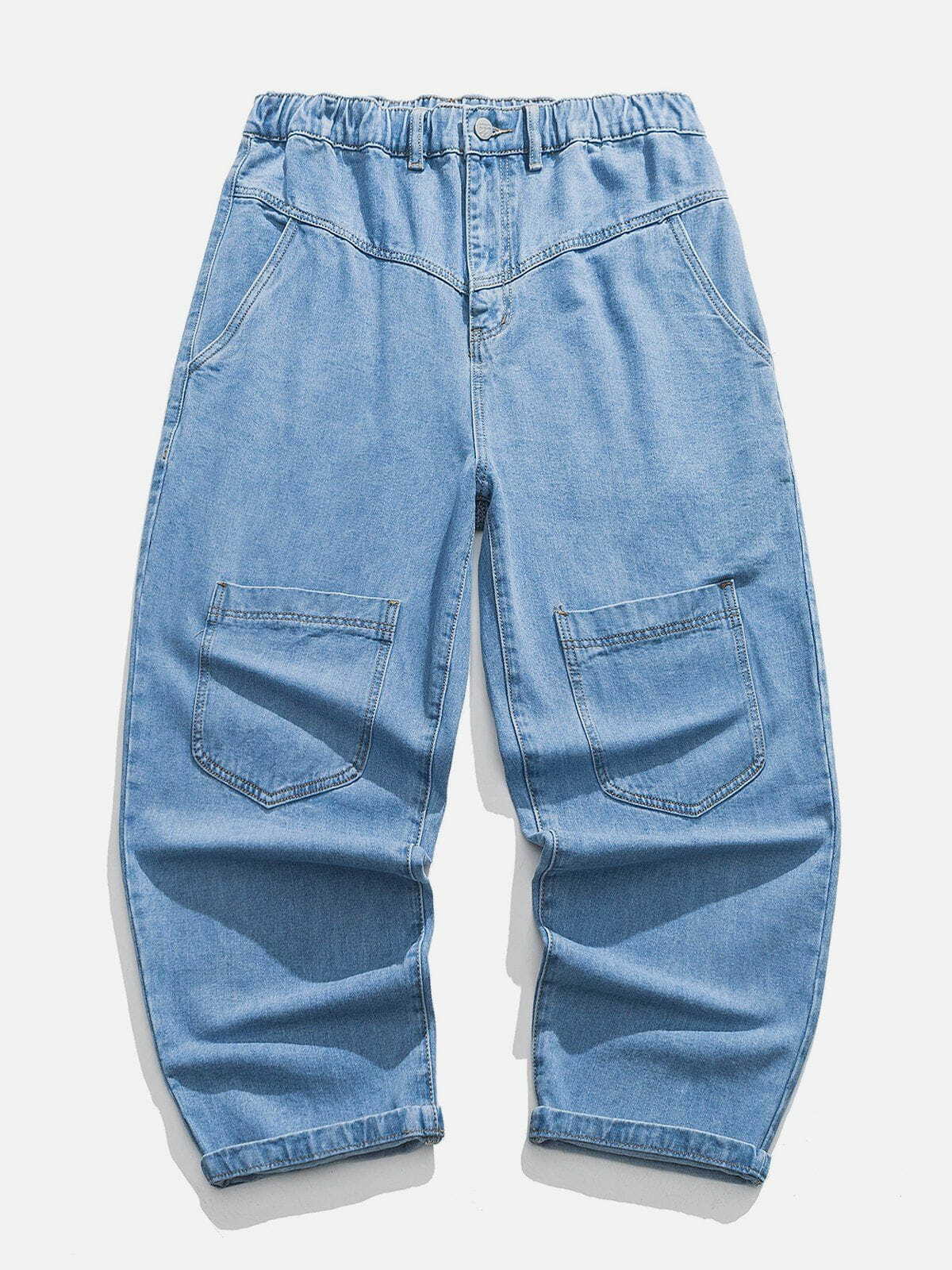 Y2K Multi-Pocket Jeans: Retro 90s Grunge Outfit for Summer Parties & Club Looks