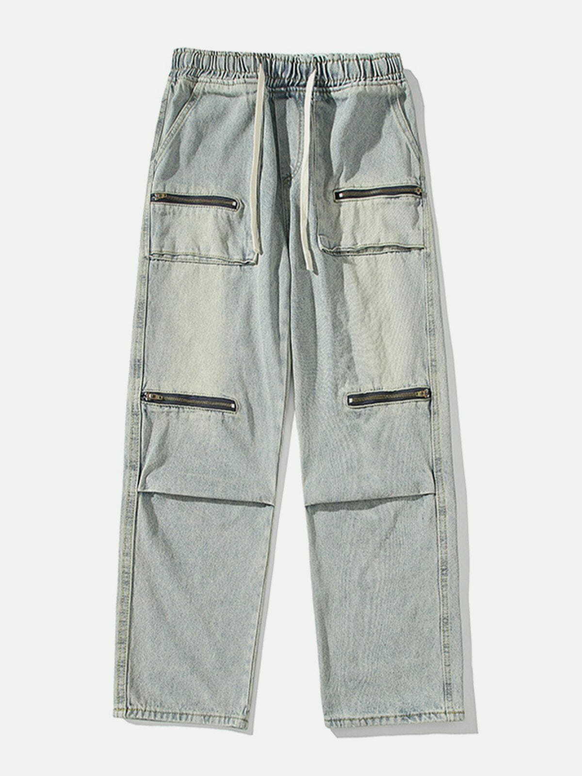 Y2K Multi-Pocket Jeans: Retro 90s Grunge Outfit for Summer Parties & Club Nights