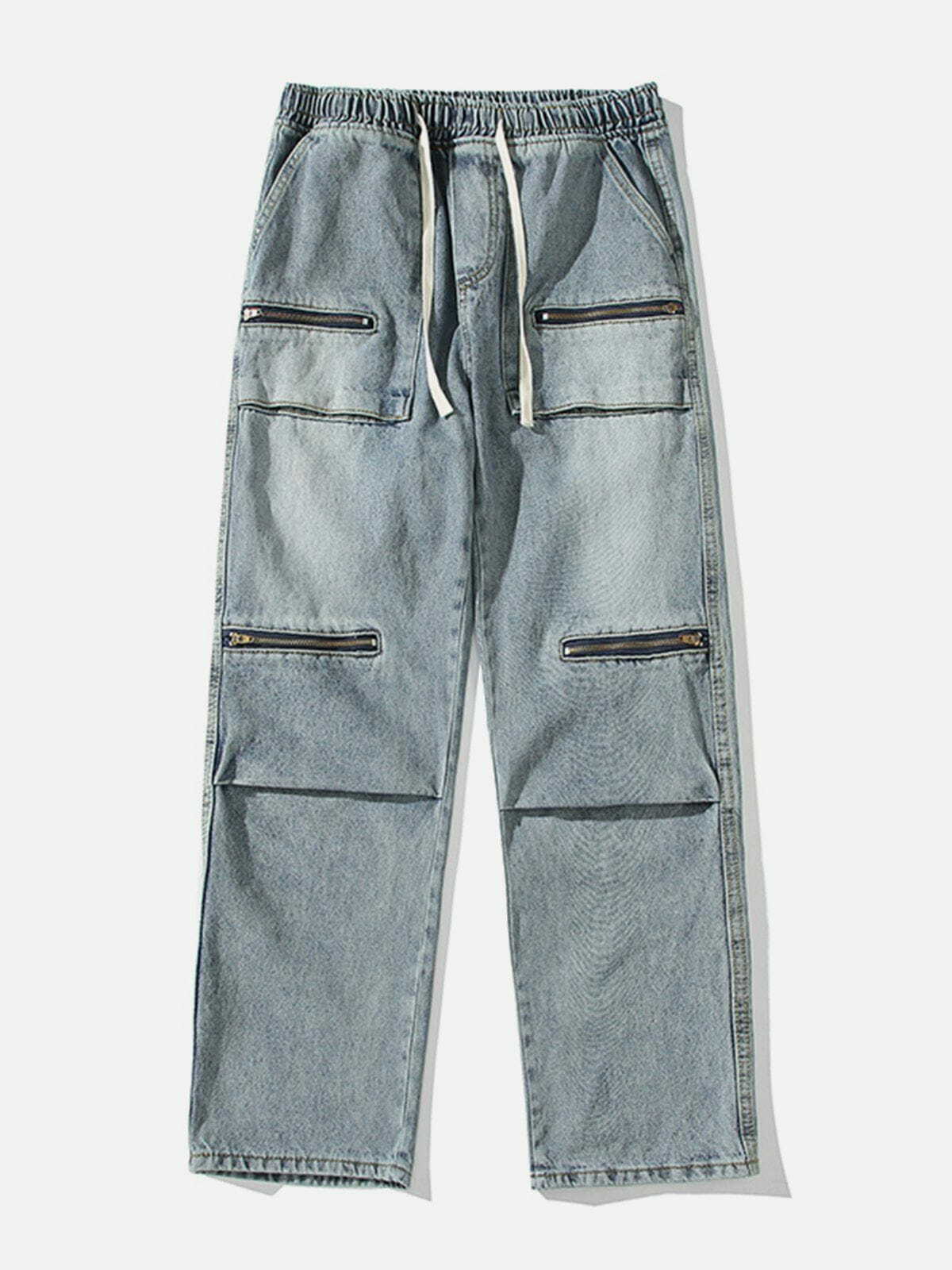 Y2K Multi-Pocket Jeans: Retro 90s Grunge Outfit for Summer Parties & Club Nights