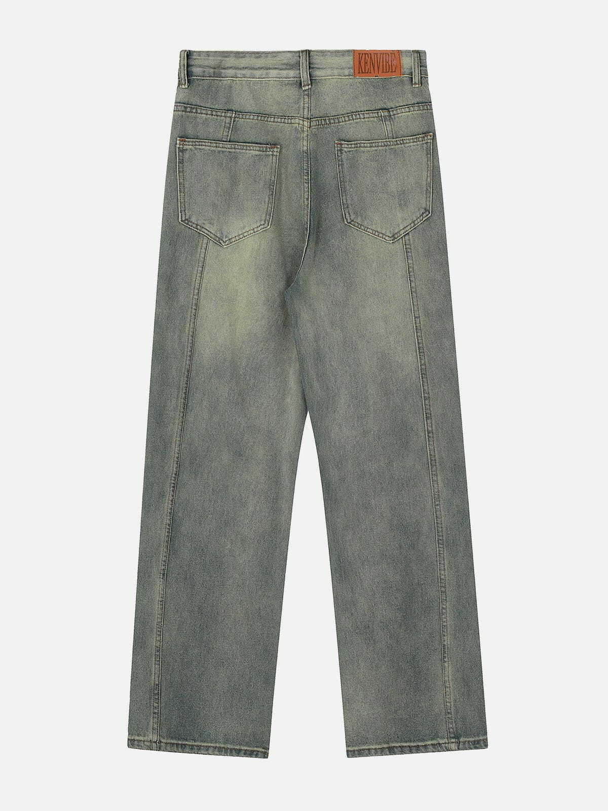 Y2K Multi-Pocket Wash Jeans - Retro 90s Grunge Outfit for Summer Parties & Casual Looks