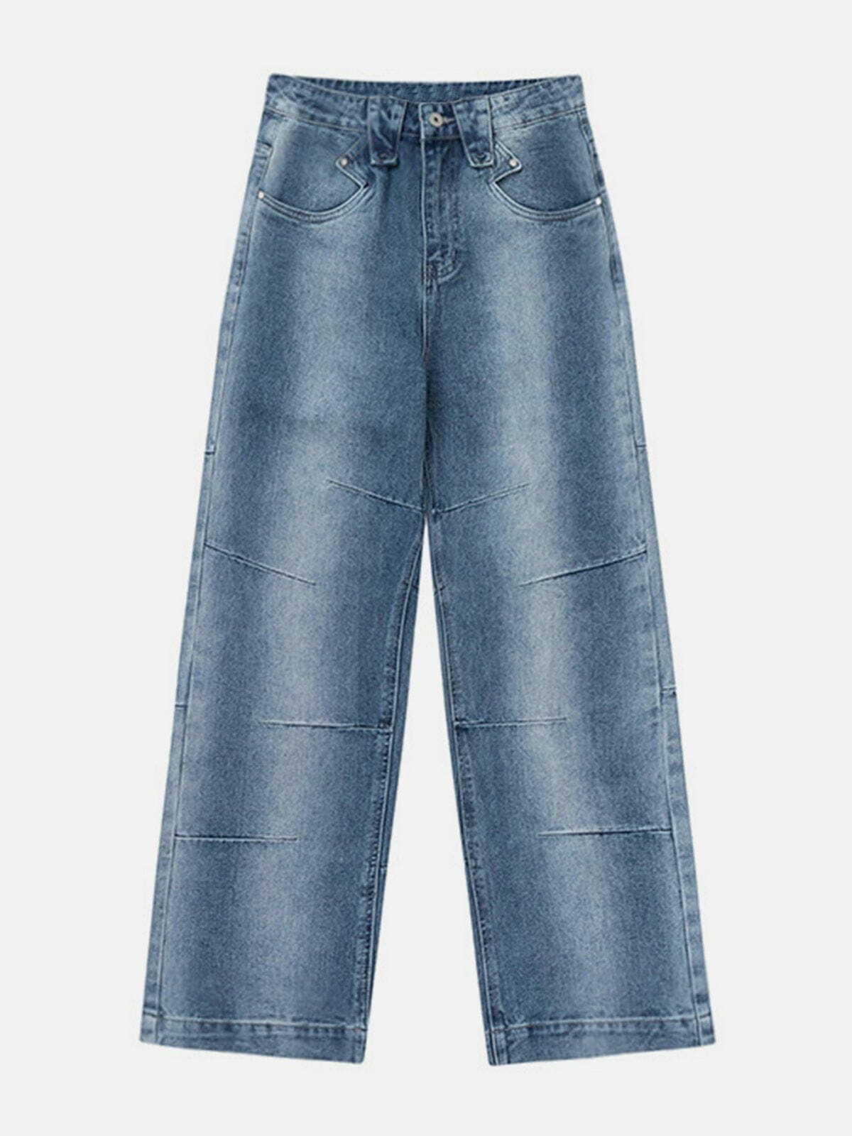 Y2K Multi Ruched Wash Jeans - Retro 90s Grunge Outfit for Summer Parties & Clubbing