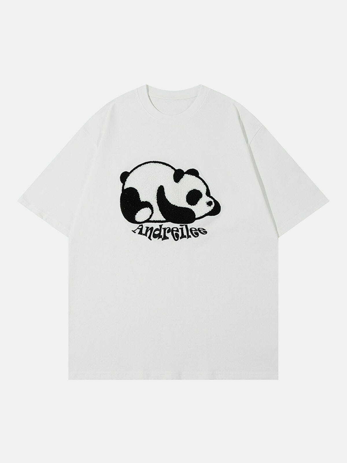 Y2K Panda Print Tee - Retro 90s Grunge Summer Outfit, Perfect for Y2K Party Vibes