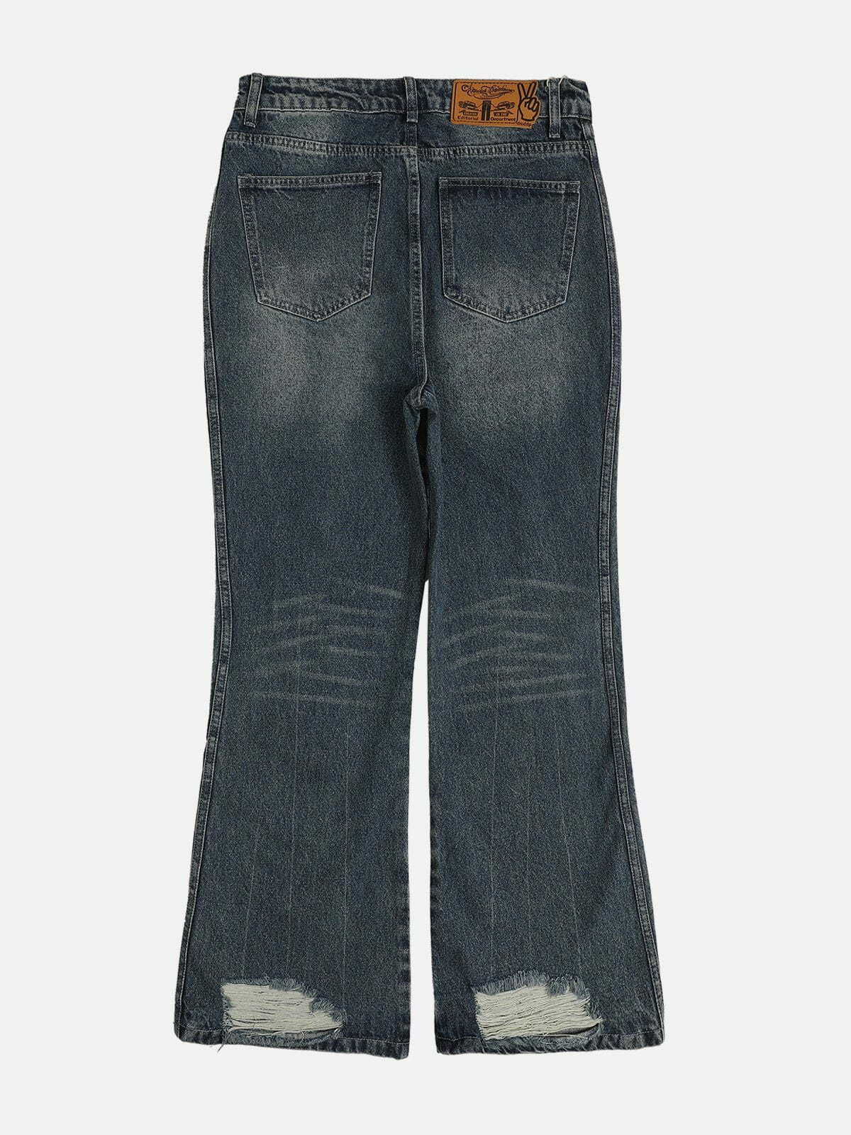 Y2K Patchwork Burlap Jeans - Retro 90s Grunge Outfit for Summer Parties & Clubbing