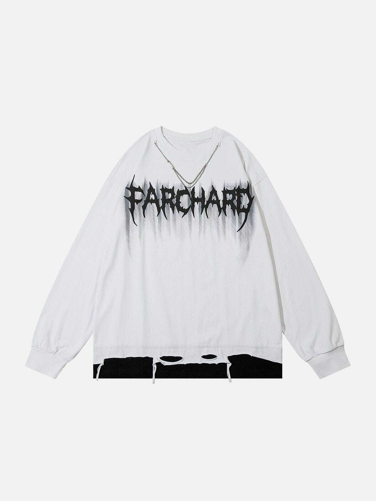 Y2K Patchwork Chain Sweatshirt - Retro 90s Grunge Top for Summer Party Outfits