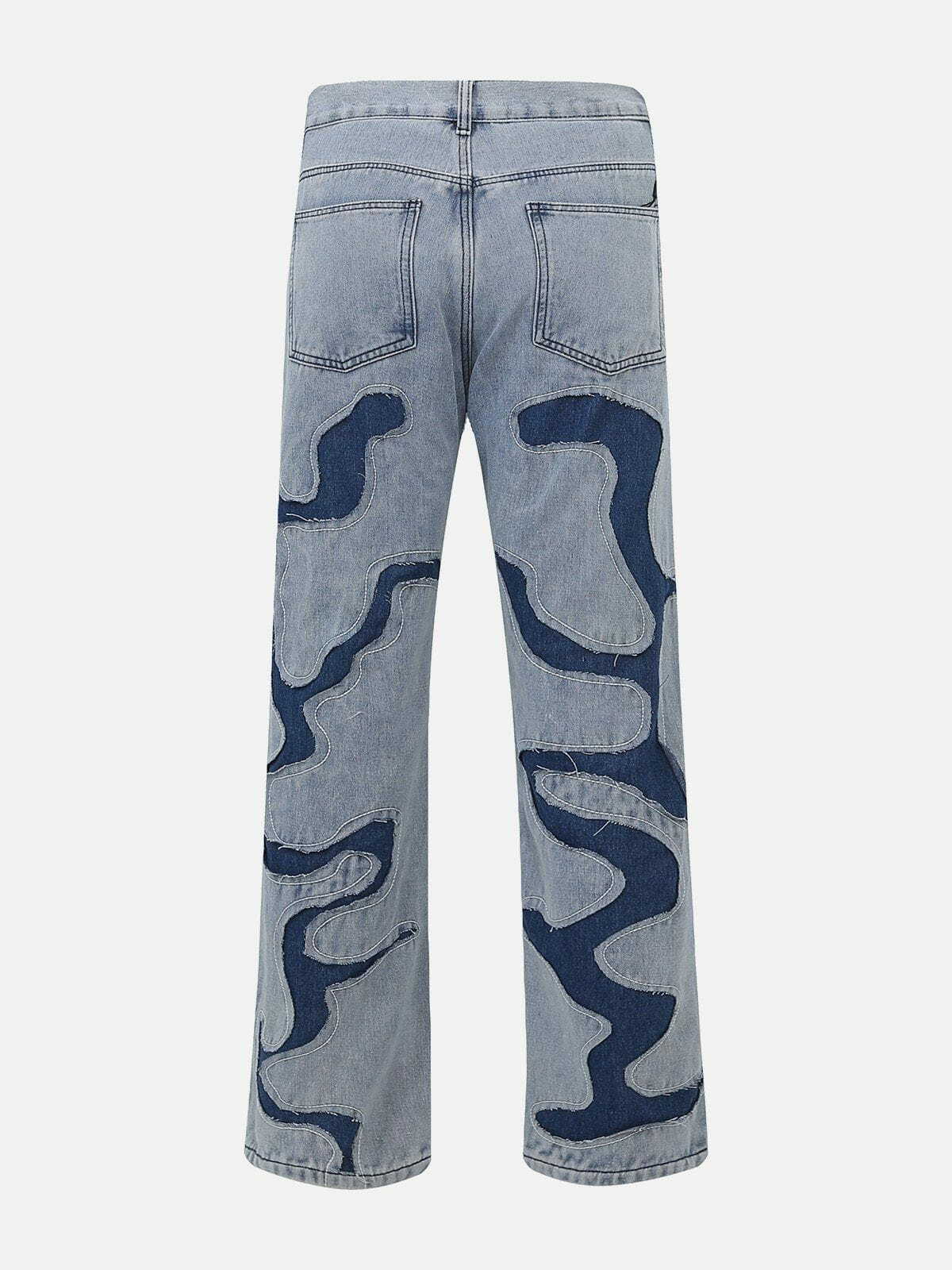 Y2K Patchwork Clash Jeans - Retro 90s Grunge Outfit for Summer Parties & Clubbing