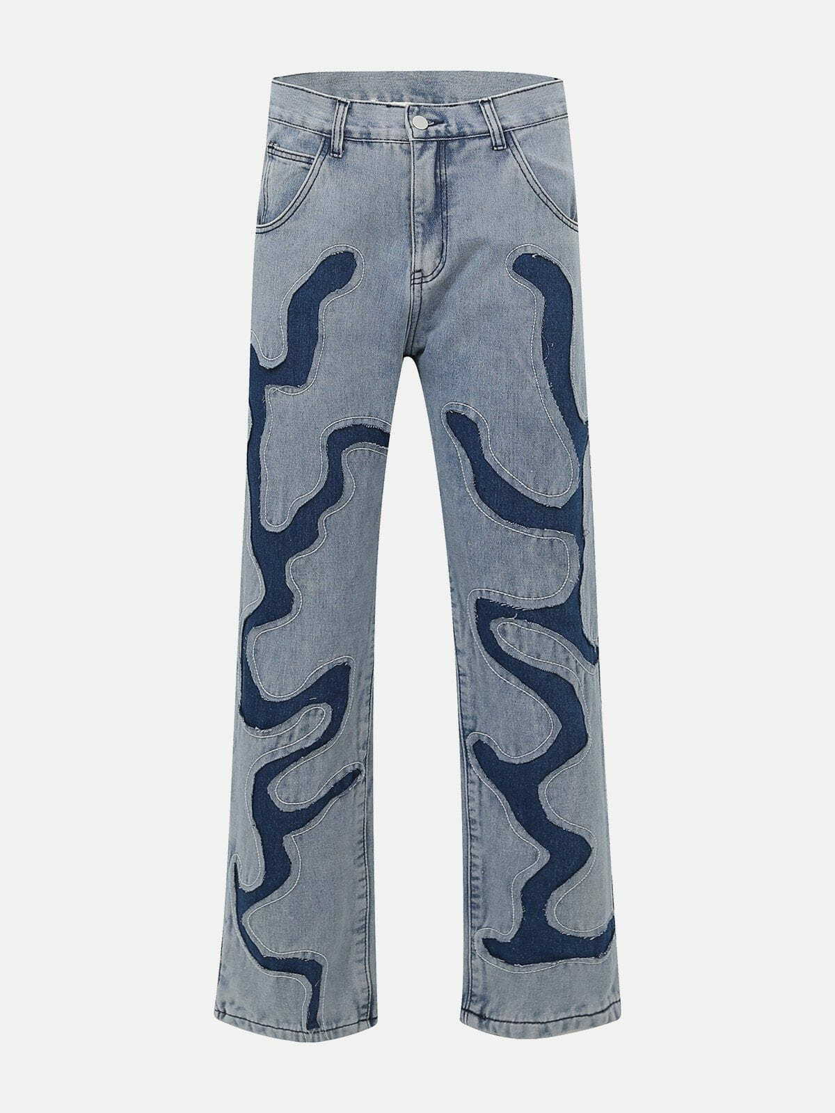 Y2K Patchwork Clash Jeans - Retro 90s Grunge Outfit for Summer Parties & Clubbing