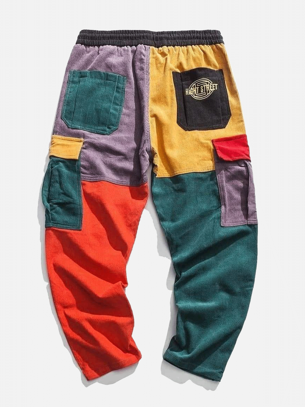 Y2K Patchwork Color Block Corduroy Pants - Retro 90s Grunge Summer Outfit Essential