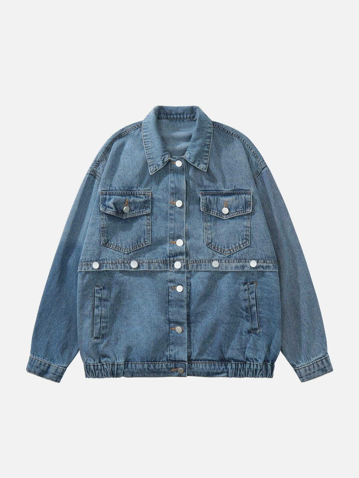 Y2K Patchwork Denim Jacket - Retro Grunge Style for Summer Parties & 90s Outfits