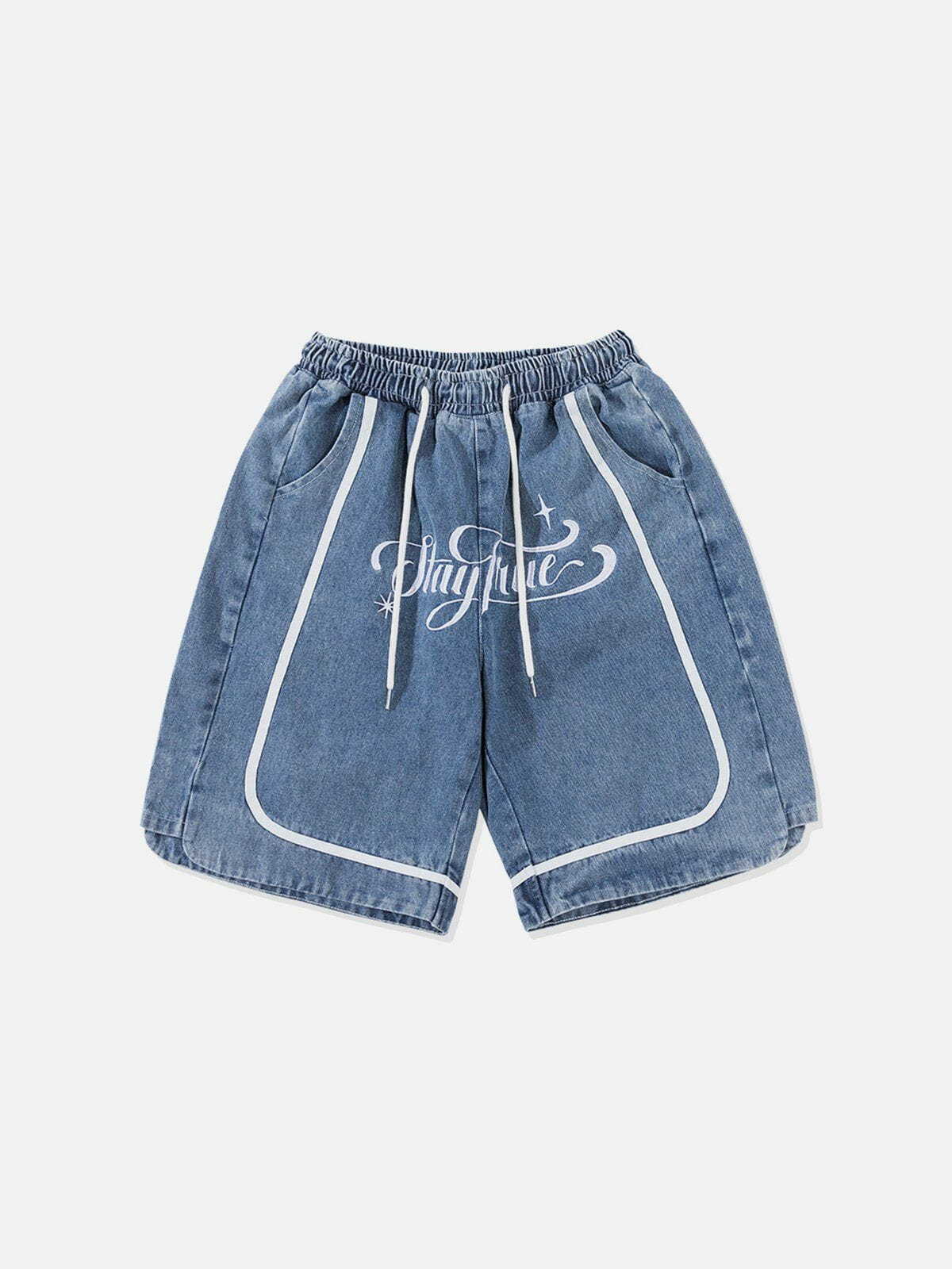 Y2K Patchwork Denim Shorts - Retro 90s Grunge Summer Outfit for Trendy Women