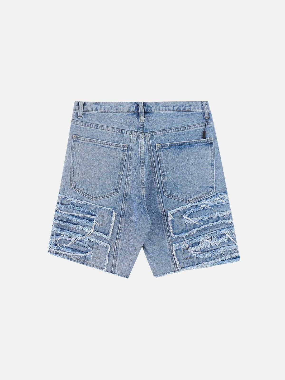 Y2K Patchwork Denim Shorts - Retro 90s Grunge Summer Outfit for Y2K Style Lovers