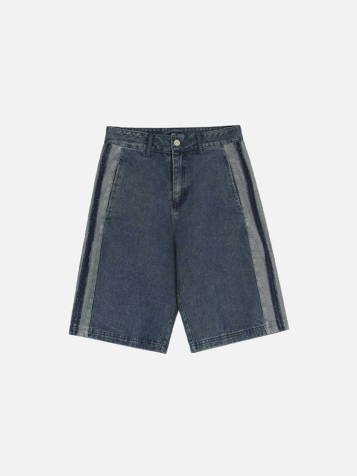 Y2K Patchwork Denim Shorts - Retro 90s Grunge Summer Outfit for Y2K Vibes and Parties