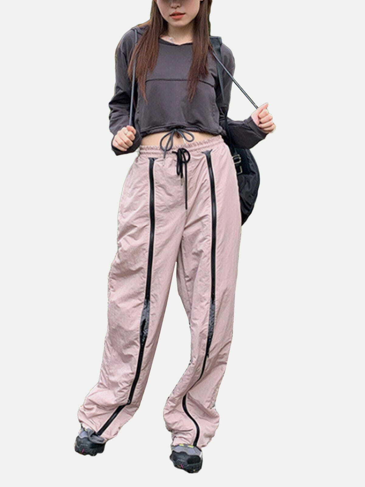 Y2K Patchwork Drawstring Pants - Retro 90s Grunge Summer Outfit for Y2K Vibes