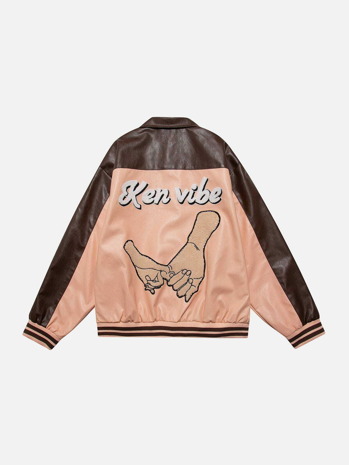 Y2K Patchwork Flocked Letters PU Jacket - Retro 90s Grunge Style for Summer Parties