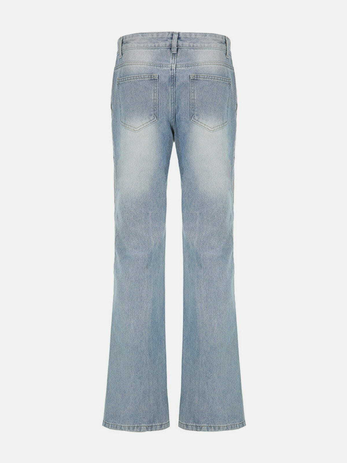 Y2K Patchwork High Rise Straight Leg Jeans - Retro 90s Grunge Summer Outfit Essential