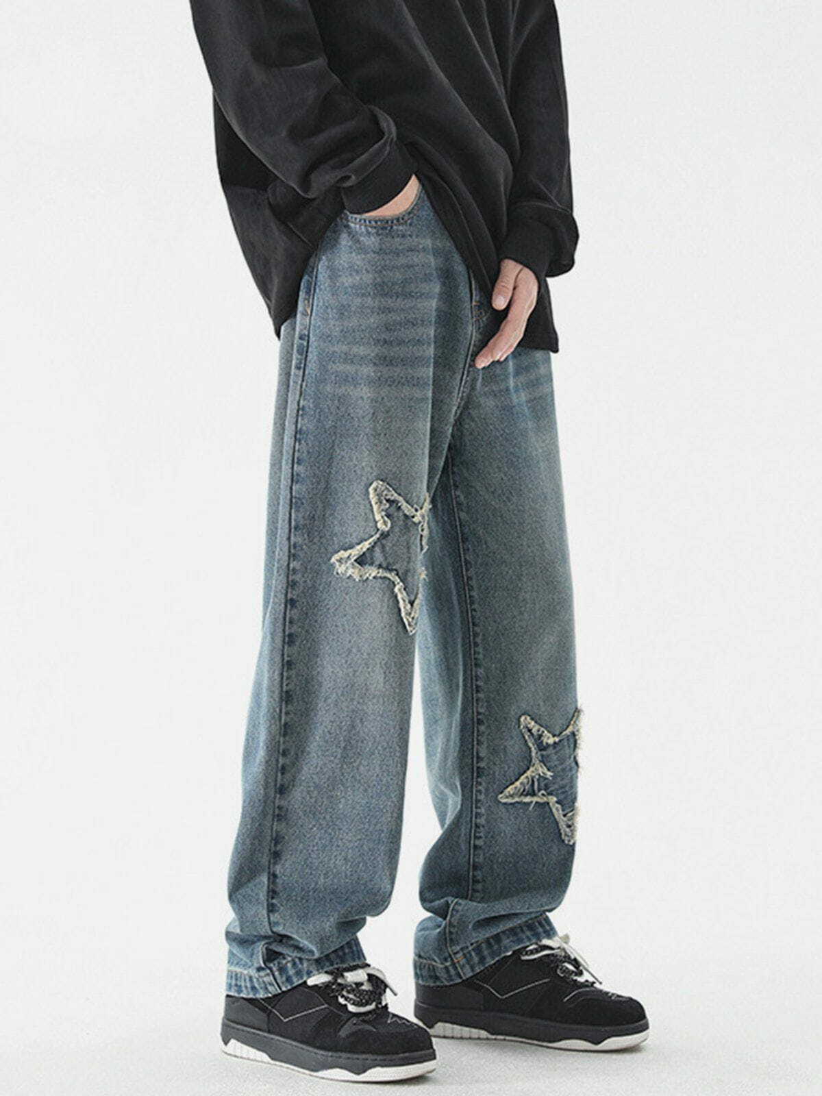 Y2K Patchwork Jeans - Retro 90s Grunge Outfit for Summer Parties & Clubbing