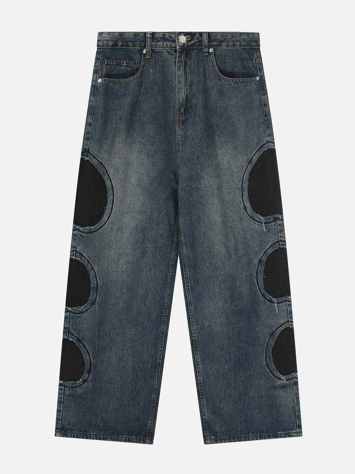 Y2K Patchwork Jeans: Retro 90s Grunge Outfit for Summer Parties & Club Looks