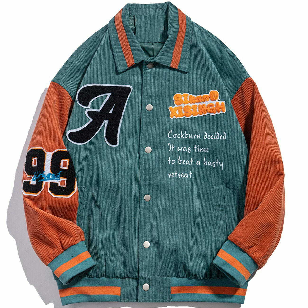 Y2K Patchwork Letters Embroidery Corduroy Jacket - Retro 90s Grunge Summer Outfit