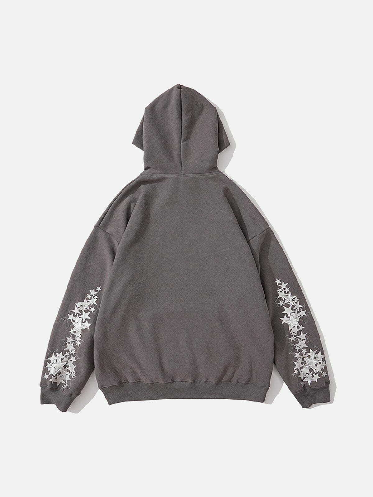 Y2K Patchwork Star Hoodie - Retro Grunge Style for Summer Parties & 90s Inspired Outfits