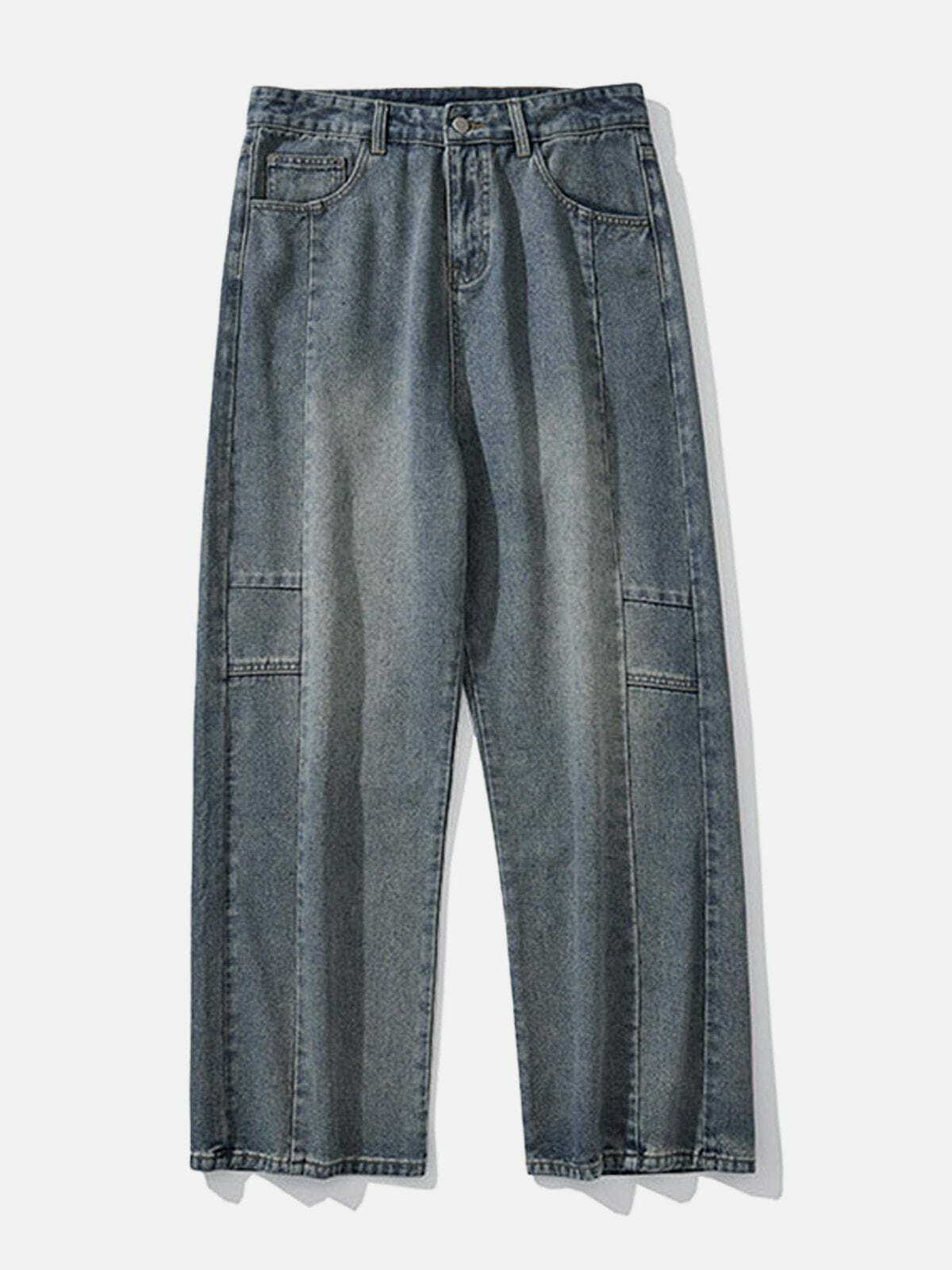 Y2K Patchwork Straight-Leg Jeans - Retro 90s Grunge Outfit for Summer Parties & Festivals