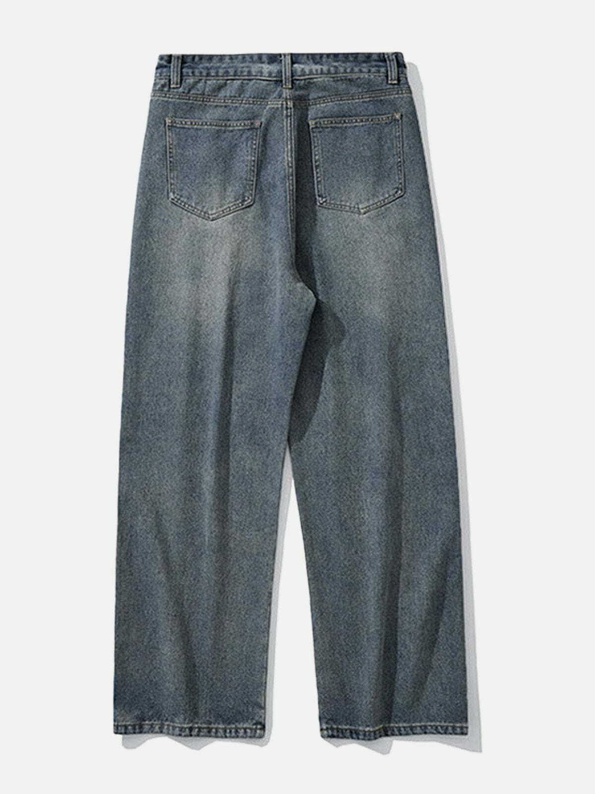 Y2K Patchwork Straight-Leg Jeans - Retro 90s Grunge Outfit for Summer Parties & Festivals