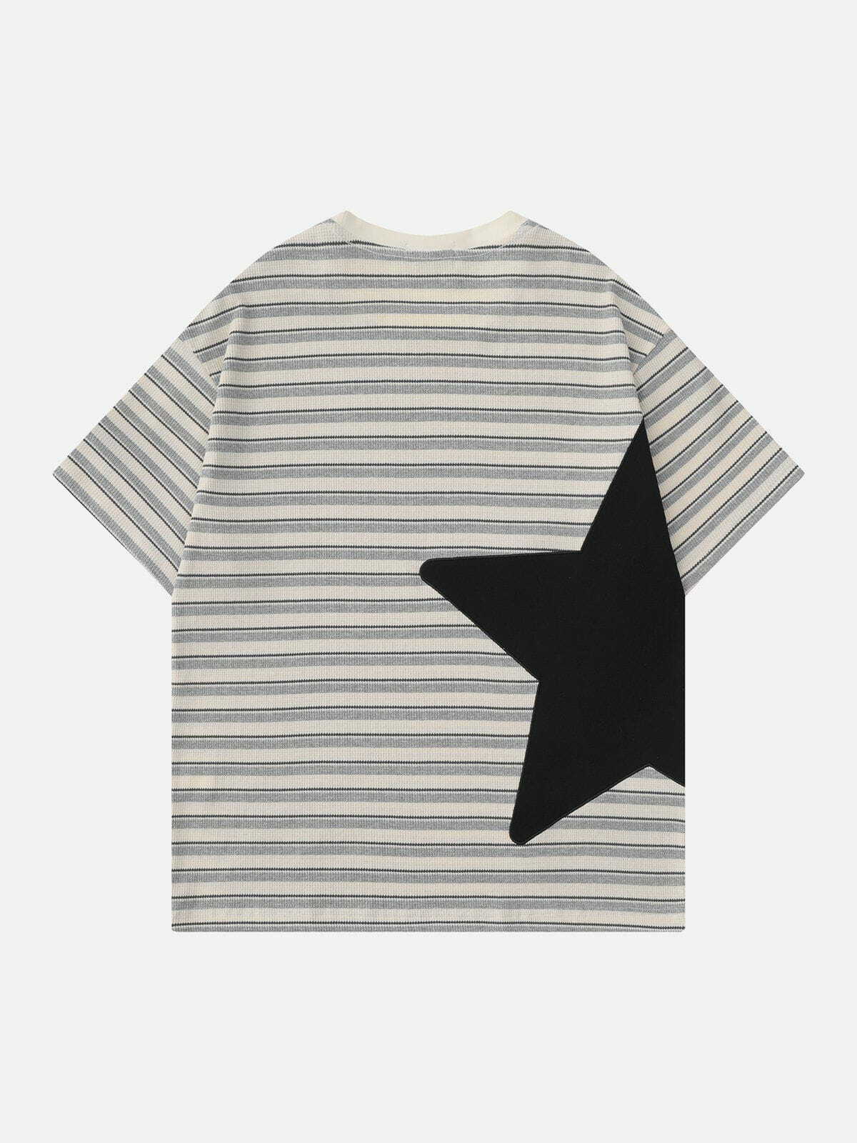 Y2K Patchwork Stripe Tee - Retro 90s Grunge Top for Summer Outfits & Party Looks