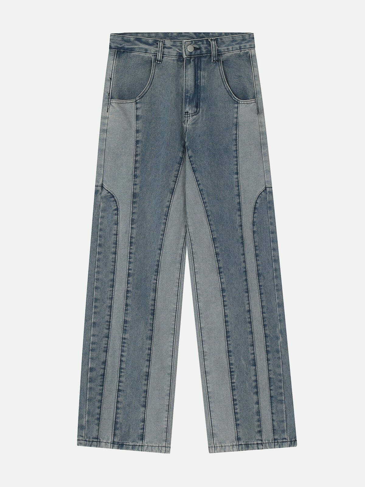 Y2K Patchwork Washed Jeans - Retro 90s Grunge Outfit for Summer Parties & Clubbing