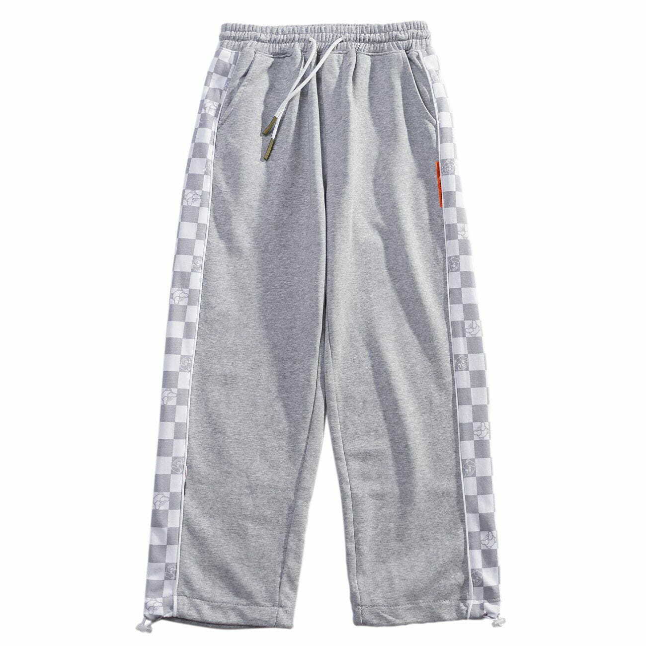 Y2K Plaid Drawstring Sweatpants - Retro 90s Grunge Style for Summer Outfits & Parties