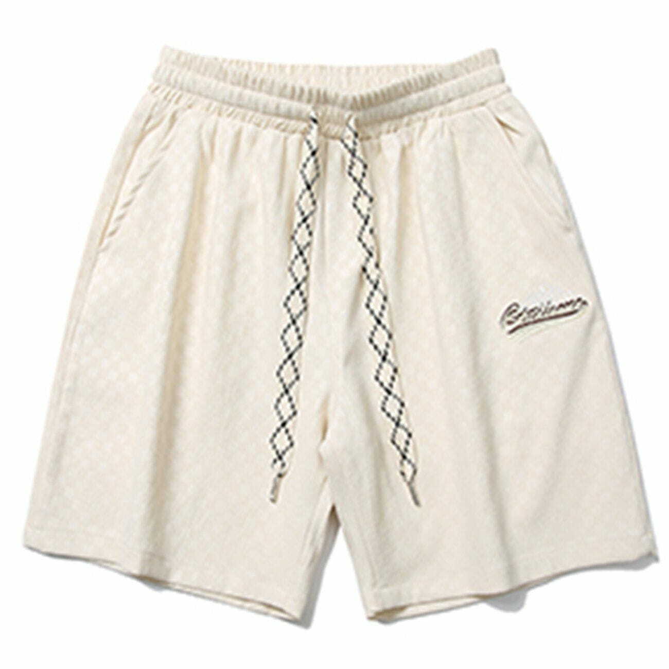 Y2K Plaid Embroidered Letters Shorts - Retro 90s Grunge Summer Outfit for Women