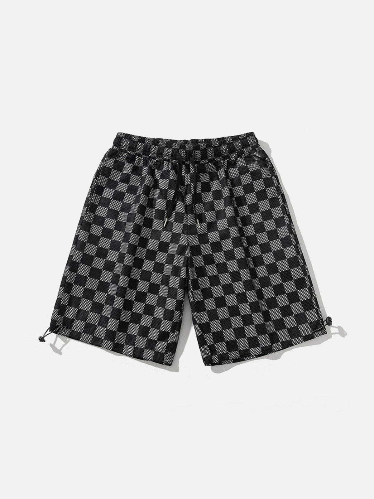 Y2K Plaid Print Shorts - Retro 90s Grunge Outfit for Summer Parties & Beach Vibes