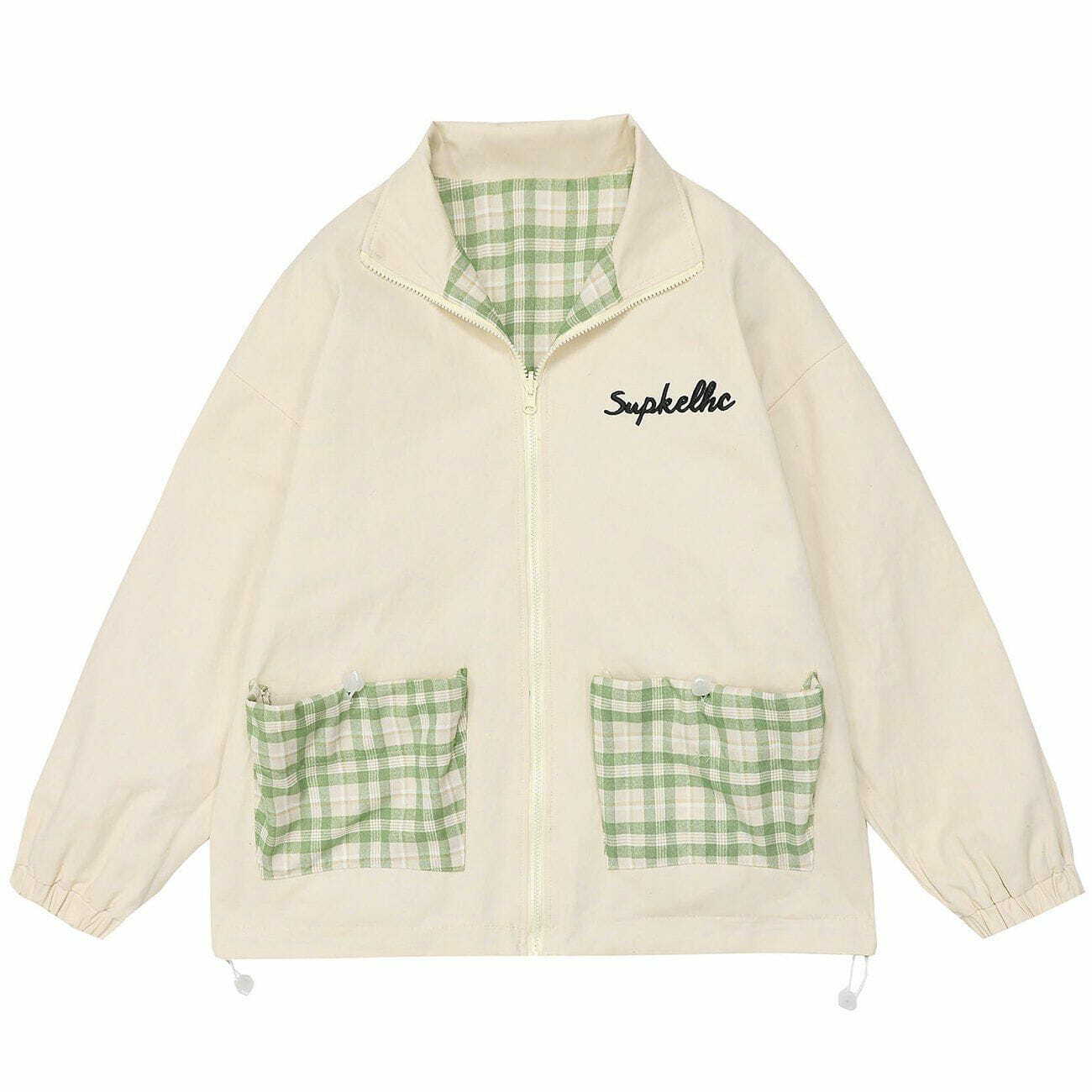 Y2K Plaid Reversible Jacket - Retro 90s Grunge Style for Summer Outfits & Parties