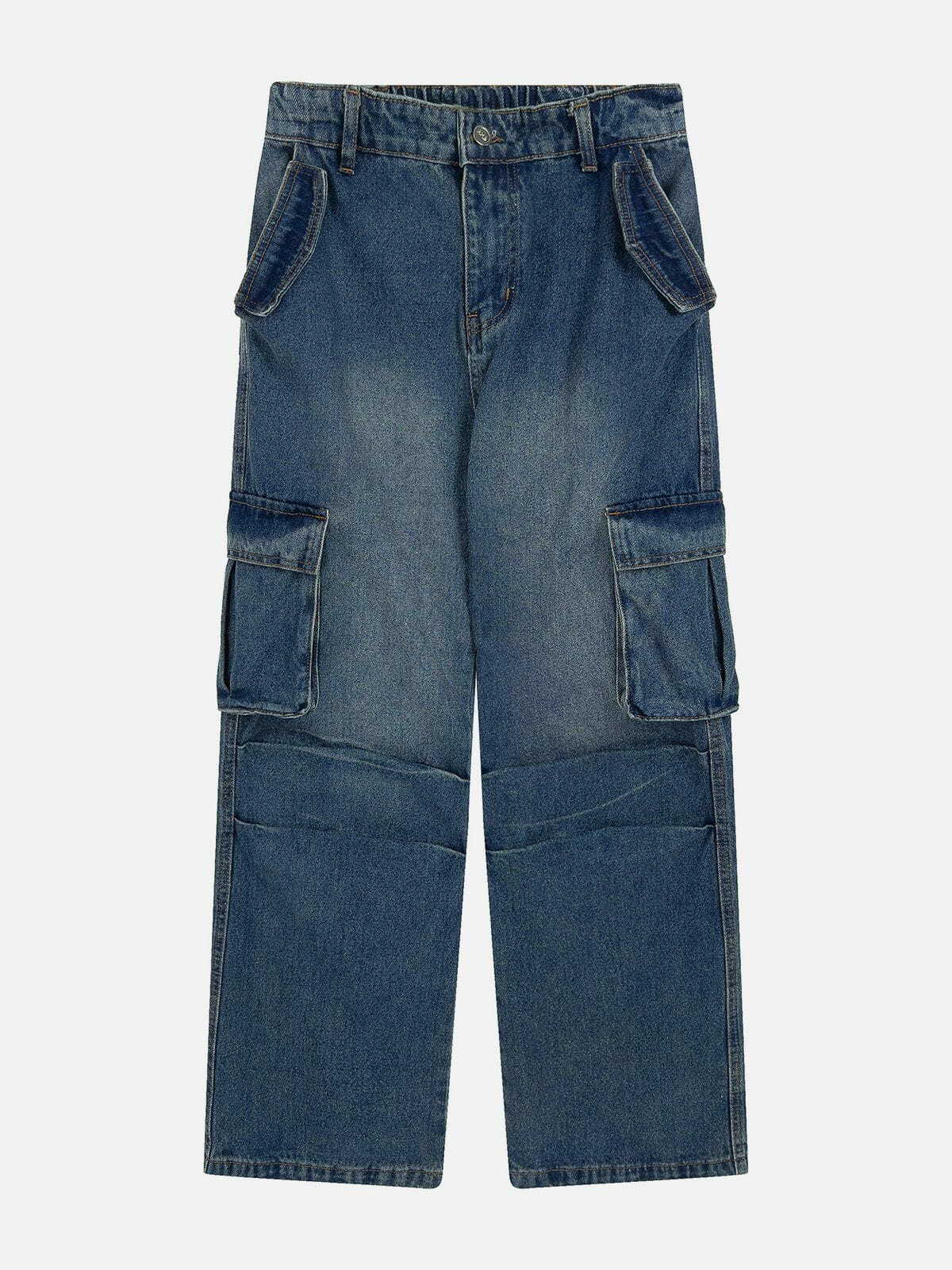 Y2K Pleats Multi-Pocket Jeans - Retro 90s Grunge Outfit for Summer Parties & Clubbing