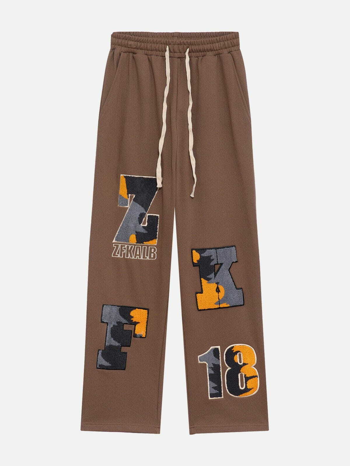 Y2K Plush Letter Embroidery Sweatpants - Retro 90s Grunge Outfit for Summer Parties