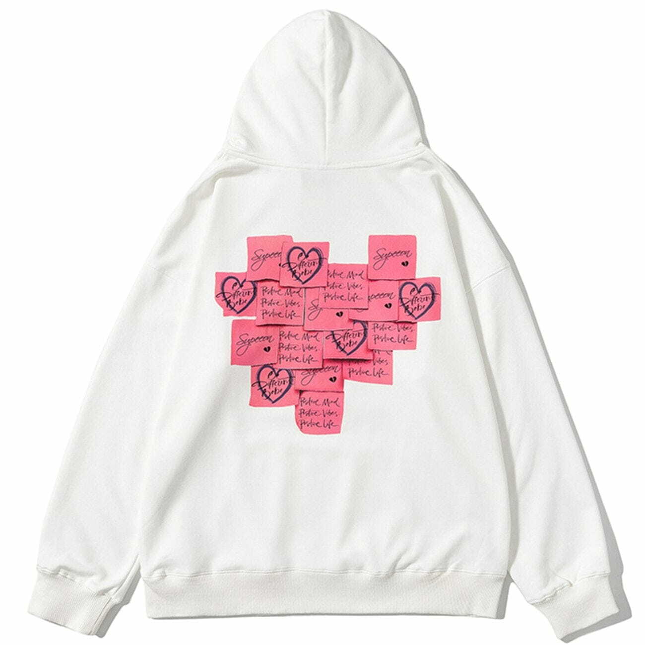 Y2K Post-it Note Print Hoodie - Retro 90s Grunge Outfit for Summer Parties & Clubbing